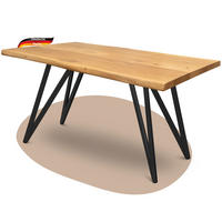 ESSTISCH Massivholz mit Baumkante KEANU 140x80 cm Eichenholz Dreieck Gestell - Braun, Holz/Metall (80/140/76cm) - DELUKE