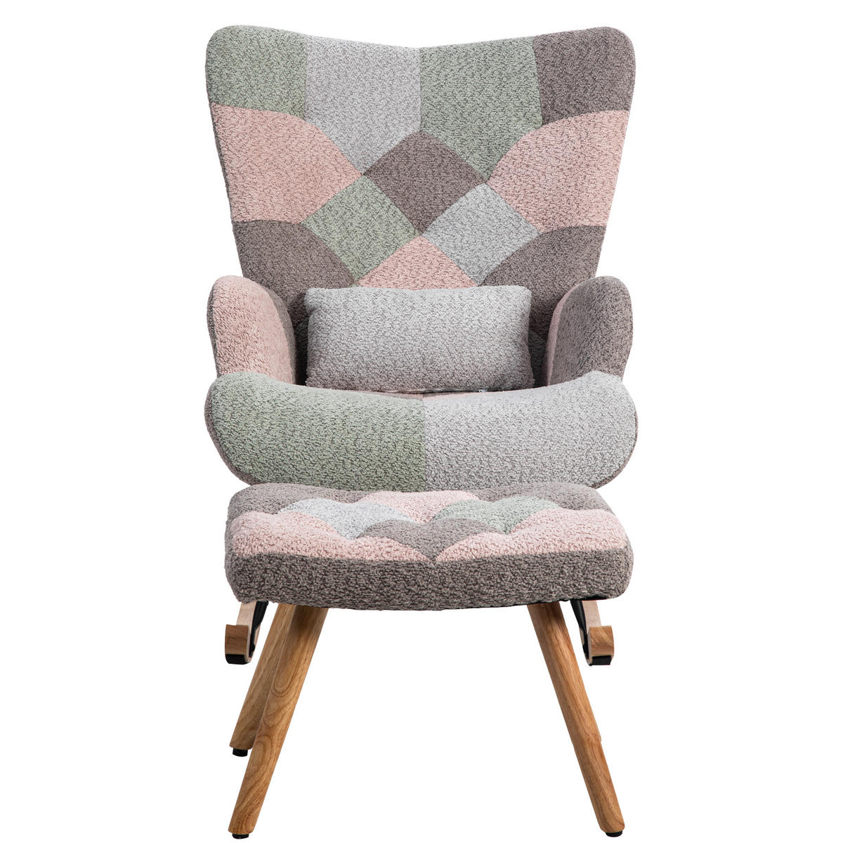 SCHAUKELSTUHL Farbenfroh mit 1 Fußstütze und 1 Lendenkissen - Multicolor, Textil (68/91/83cm) - Oxeza