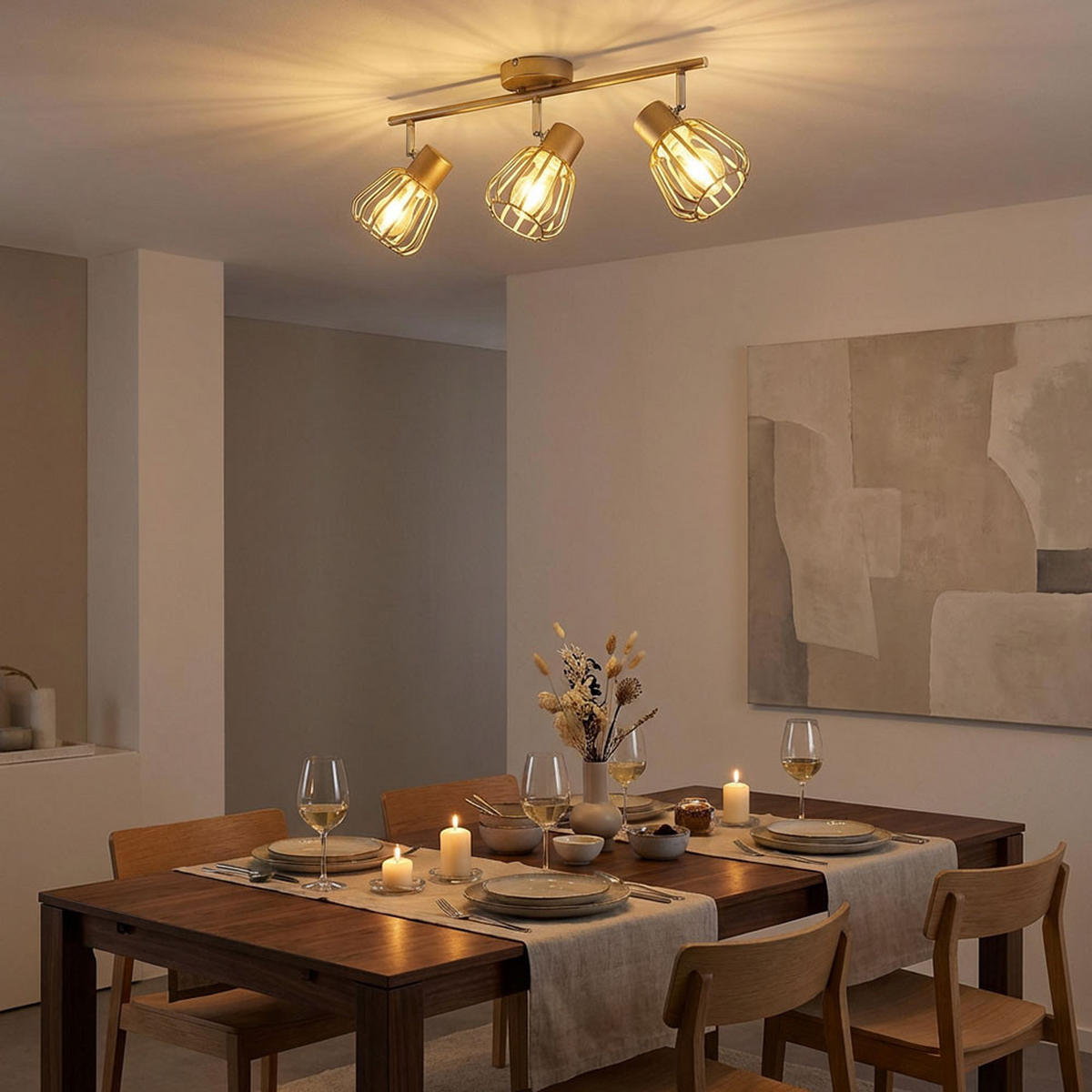 LED DECKENLEUCHTE OLIN Metall Braun, 3-flammiger Spot - Braun, Glas (50/17.5/12.5cm) - Globo Lighting