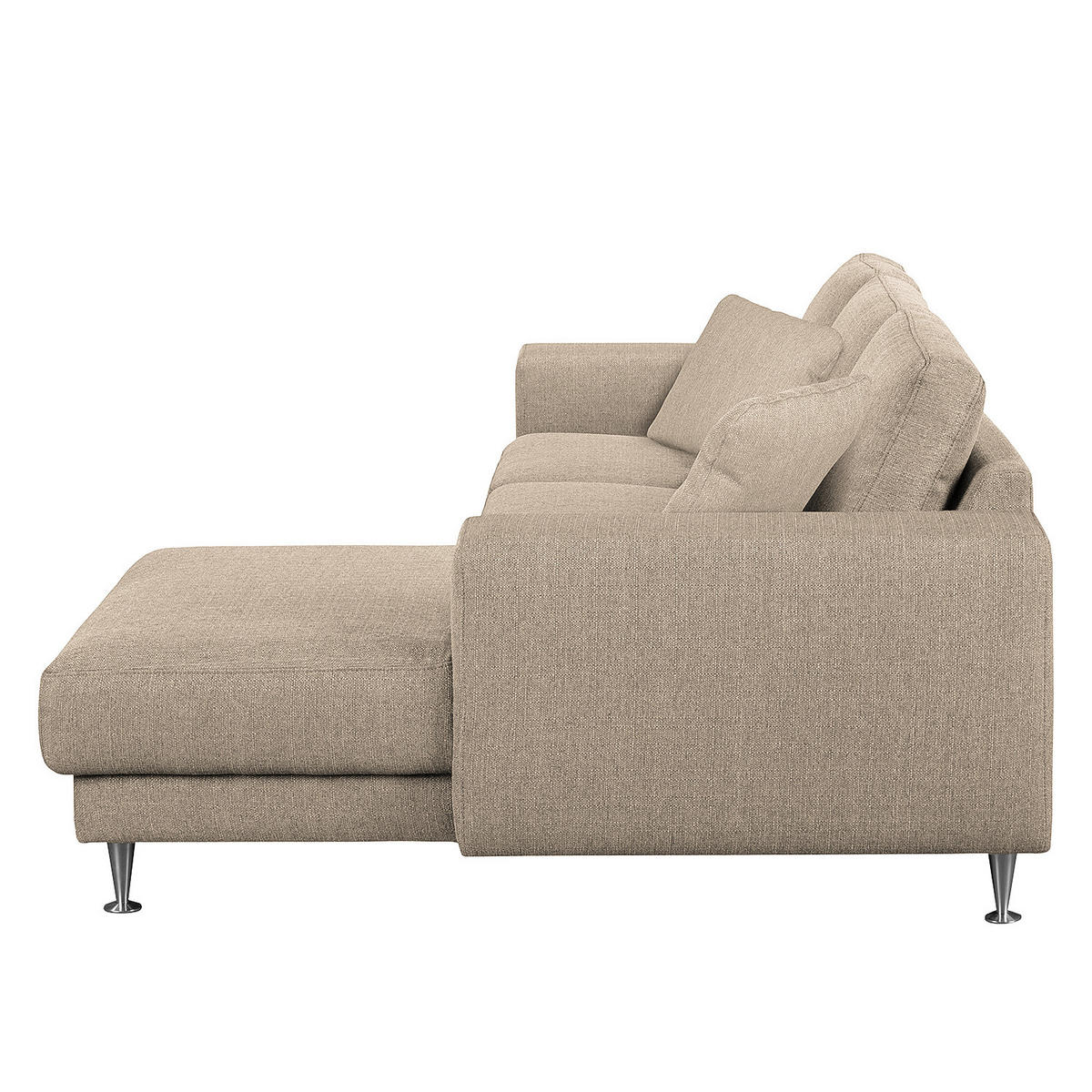 ECKSOFA mit Longchair - Strukturstoff - Kaschmir, Textil (235/150cm) - home24