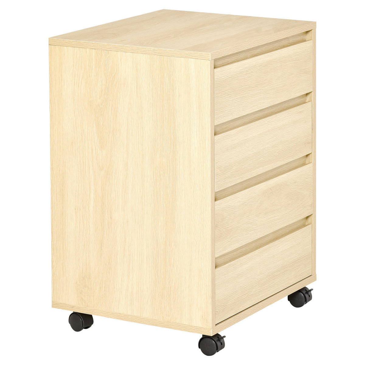 ROLLCONTAINER DE-14408 4 Schubladen, rollbar Holz hell - Naturfarben, Holzwerkstoff (40/65/46cm) - ComfortXL