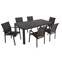 GARTEN-SITZGRUPPE Elina 7-teilig Gartenmöbel-Set - Dunkelgrau, Kunststoff - DELUKE