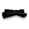 ECKSOFA ALVORO R-S Schwarz Velours-Stoff mit Schlaffunktion - Schwarz, Holz (253/190cm) - MASSENO