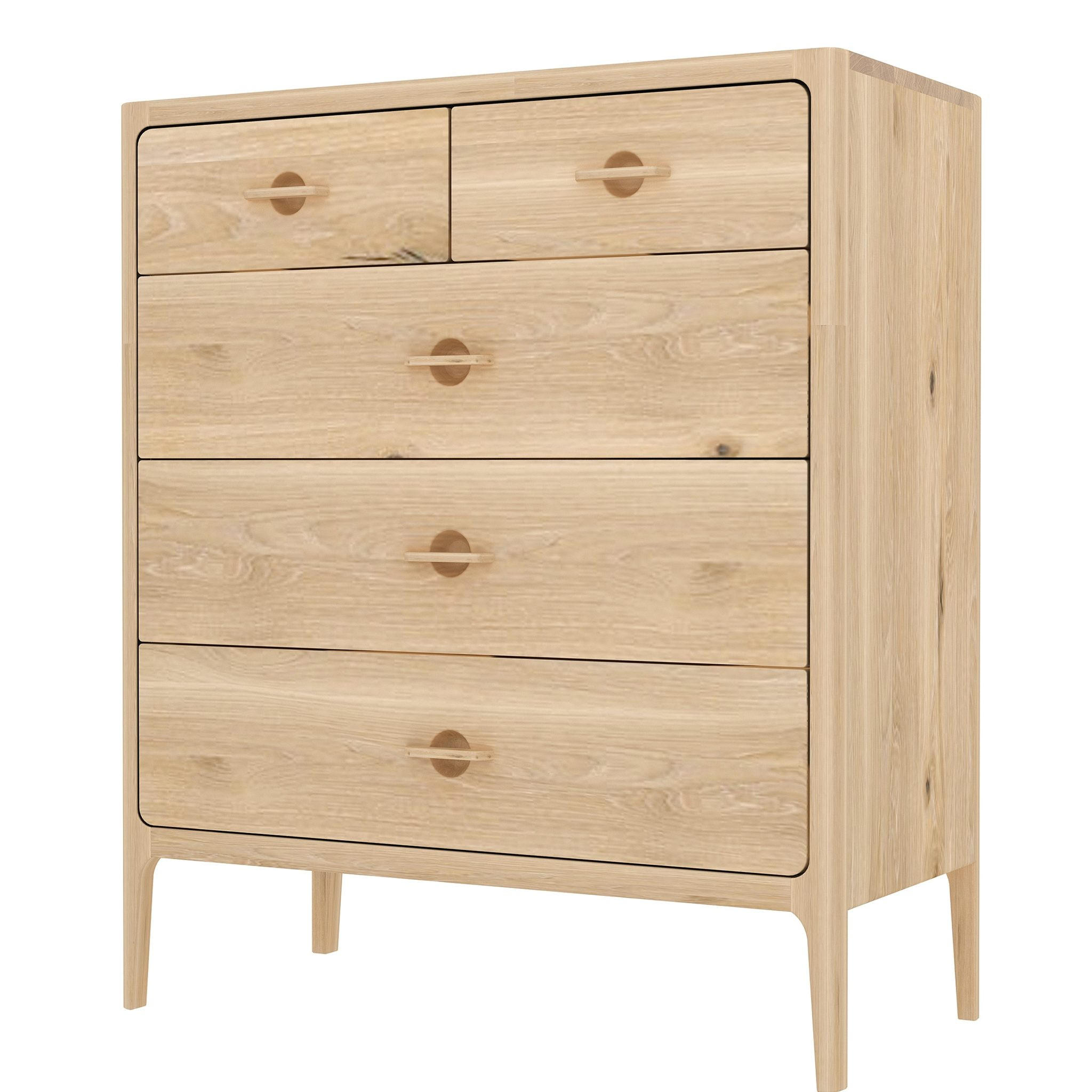 KOMMODE Elin, Natur Massiveiche - Beige, Holz (44/104.4/90cm) - WOODEK