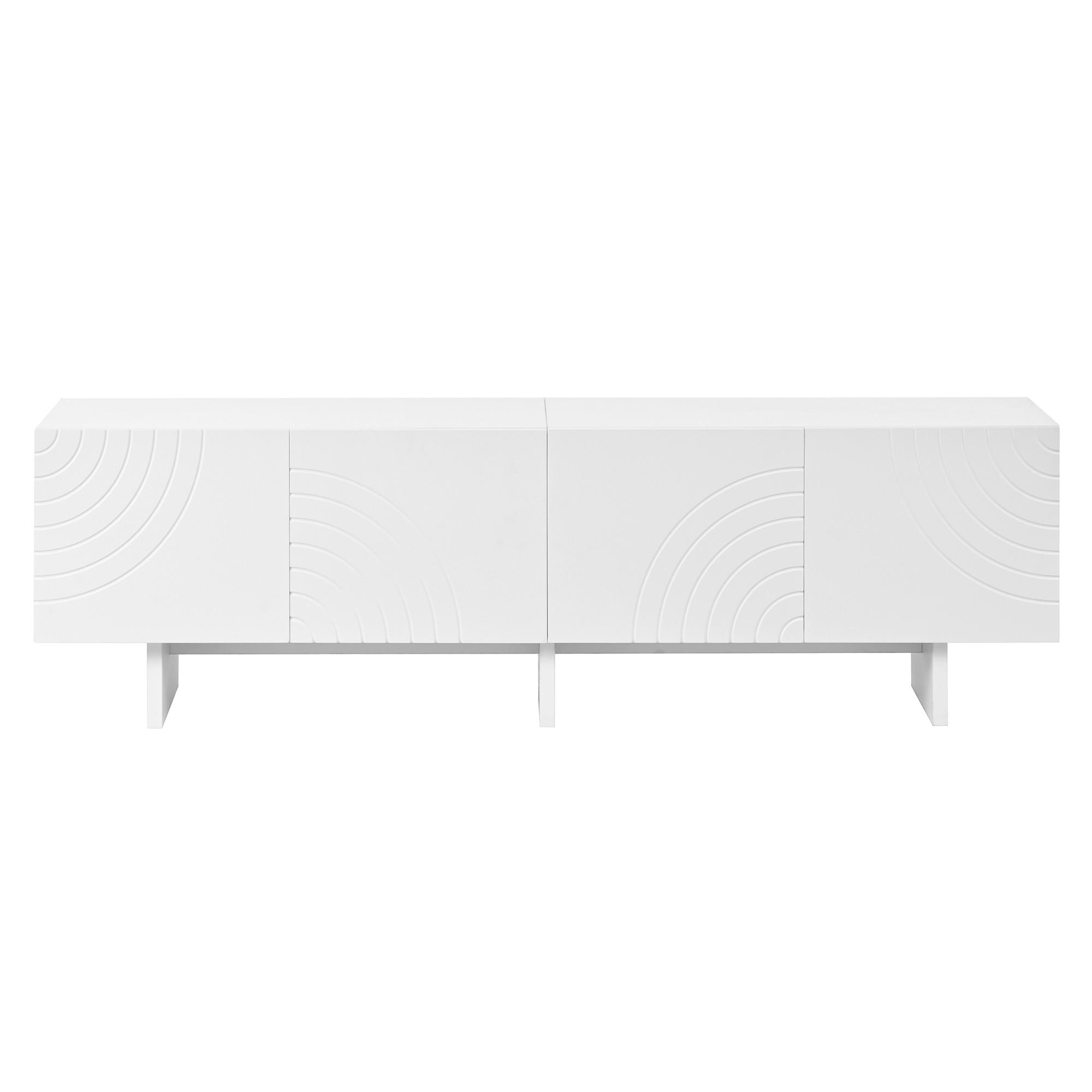 TV-SCHRANK Weiß 170/35/50 cm, 4 Türen, Relief-Fronten, Bogenmuster - Weiß, Holzwerkstoff (170/50/35cm) - PANGIVO