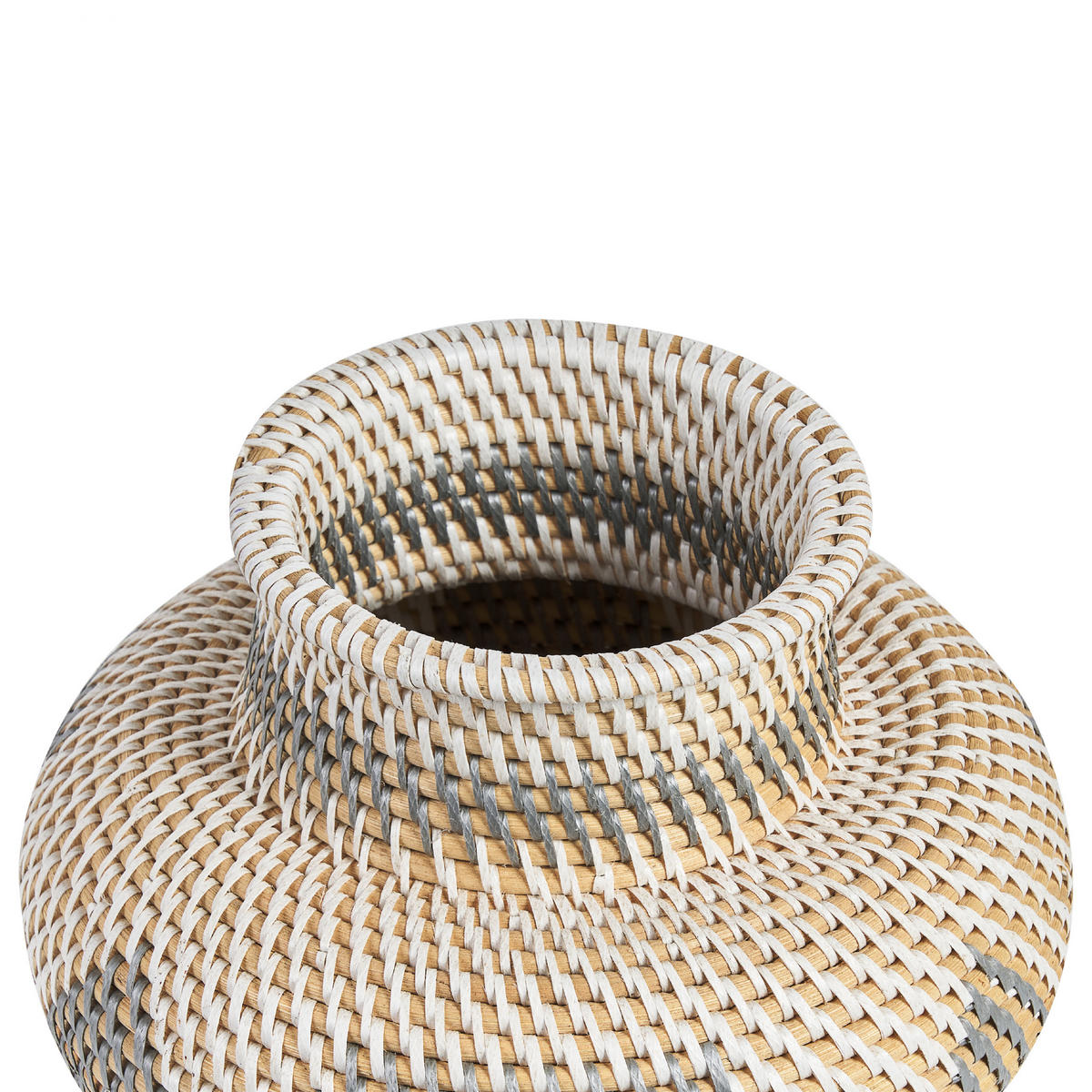 DEKOVASE Rattan weiß Asahan - Weiß, Naturmaterialen (22cm) - Beliani