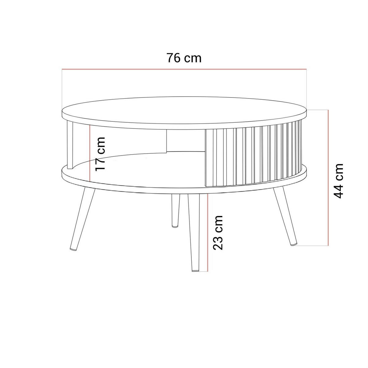 RUNDER Couchtisch IVY - Beige, Holzwerkstoff (76/44/76cm) - Lookway