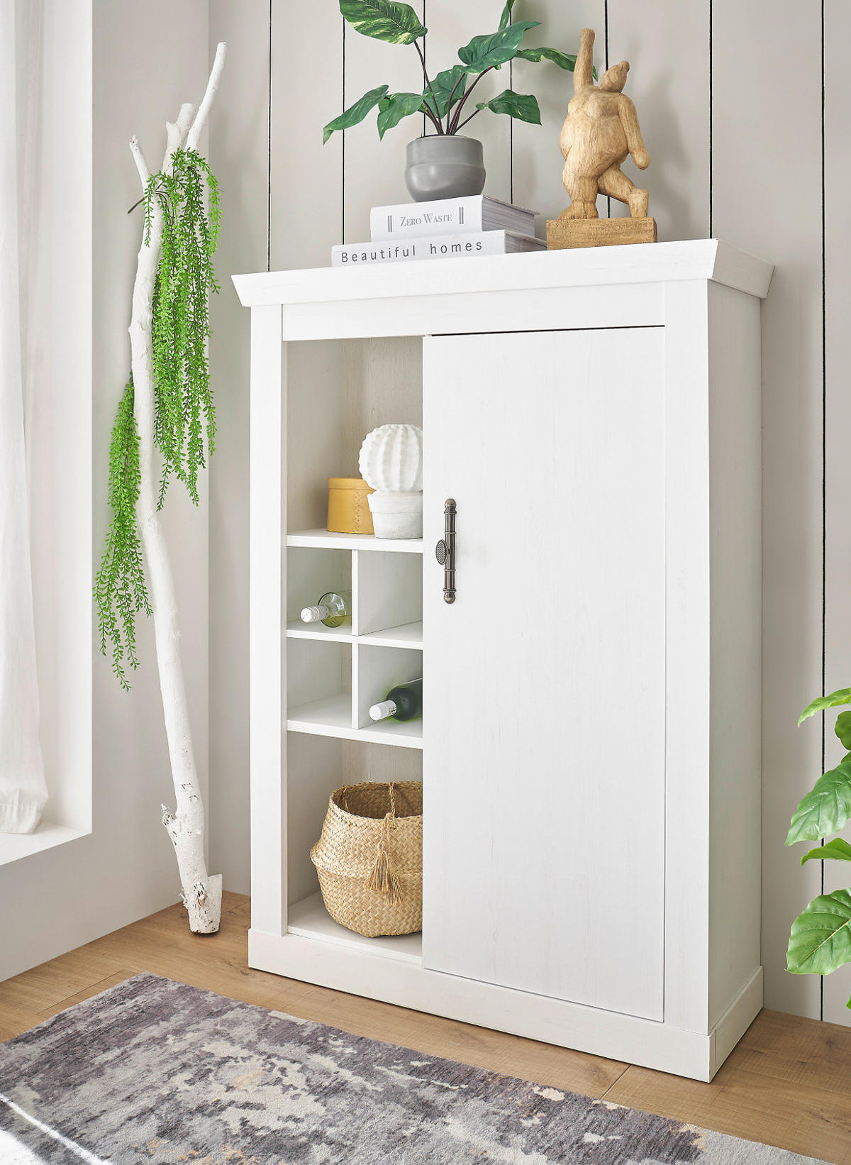 KOMMODE weiß Pinie Landhaus, Highboard 105 x 146 cm, Soft-Close-Funktion - Weiß, Holzwerkstoff/Kunststoff (107/146/38cm) - Furn.Design