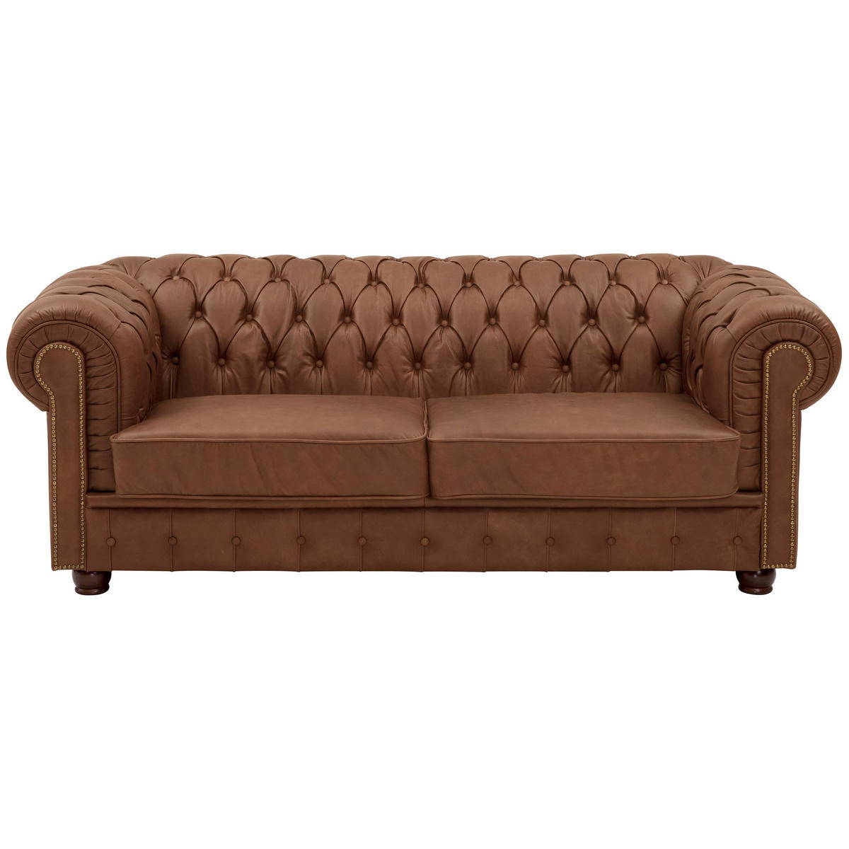 SOFA 3-Sitzer Kath Echtleder (Antikoptik) cognac - Cognac, Leder (200/74/98cm) - 58aufmkessel