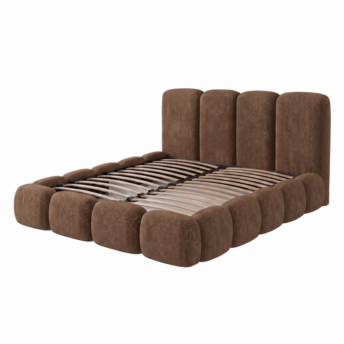 POLSTERBETT SUENO MAXI 180x200 cm in Braun, gepolstertes Kopfteil, Metalllattenrost, Bettkasten, Chenille-Stoff - Naturfarben/Braun, Holz/Textil (180/200cm) - Muffo