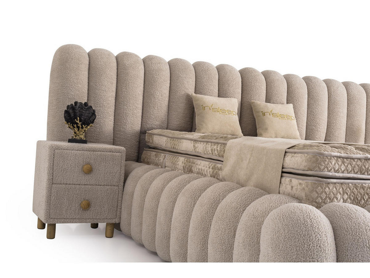 POLSTERBETT Marsel 120x200 Beige - Beige, Textil/Metall (120/200cm) - Villa Möbel