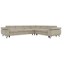 ECKSOFA NORDEN L - Beige Velvet - Links Seite - Beige/Schwarz, Textil/Metall (269/329cm) - MKS