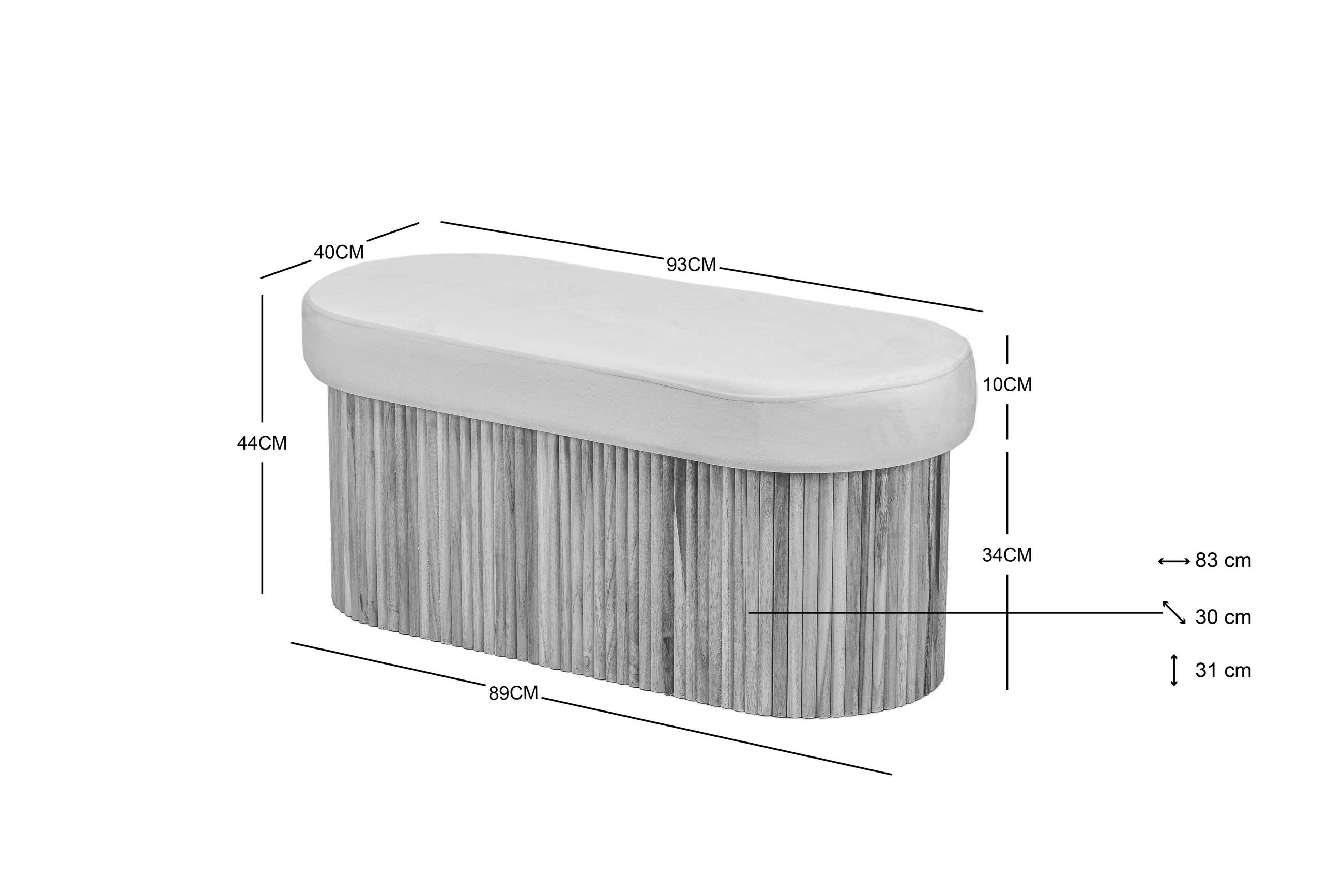 Thumbnail - Nordlys Truhenbank, Beige, Textil, 89x43x40 cm, Esszimmer, Bänke, Sitzbänke