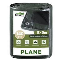 PLANE 3 m x 5 m Dunkelgrün/Schwarz 140 GSM UV-beständig reißfest - Multicolor, Kunststoff (28/25/8cm)