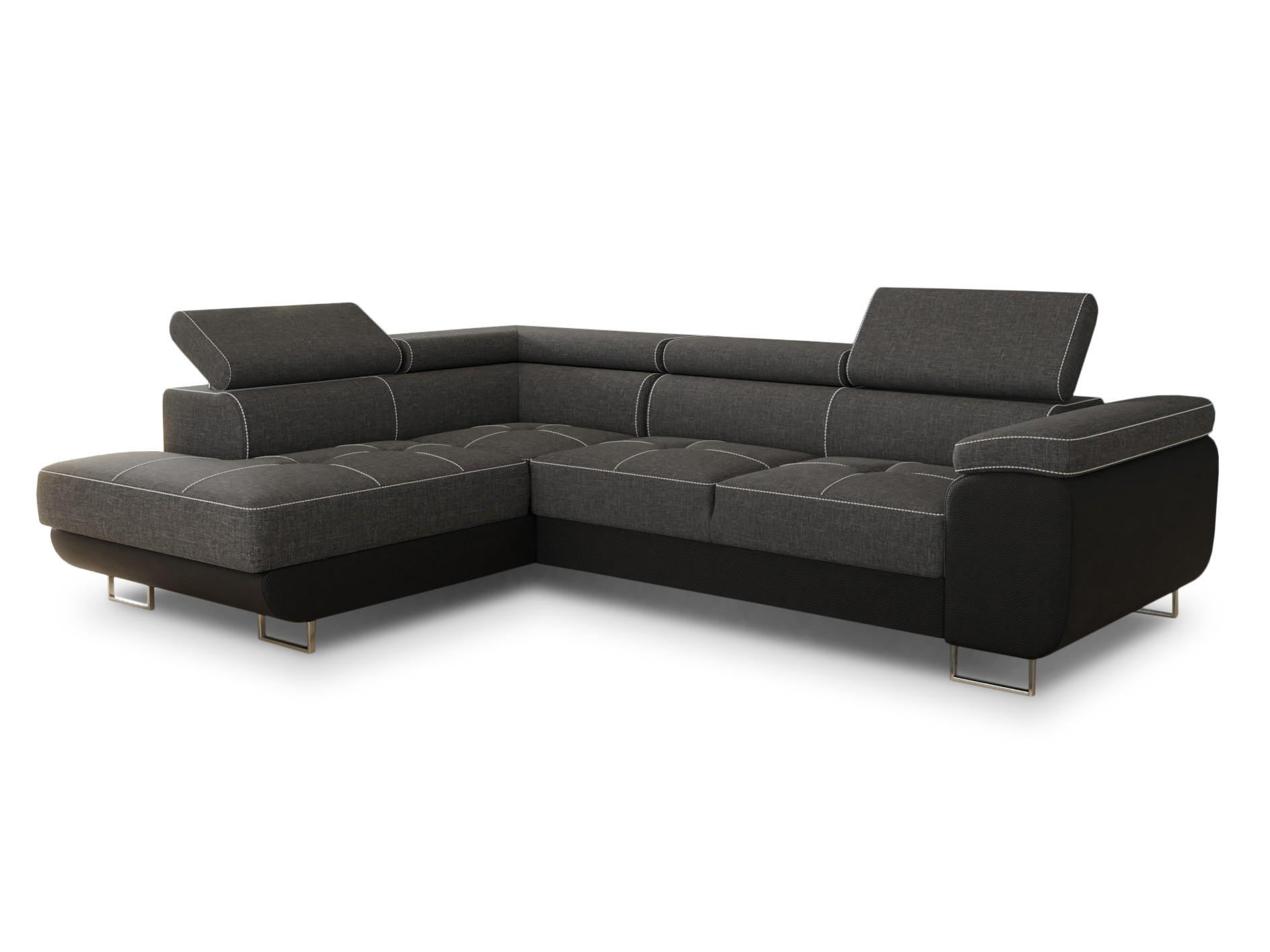 ECKSOFA Caris, Seite: Links - Schwarz/Grau, Holz/Textil (273/203cm) - Sofnet