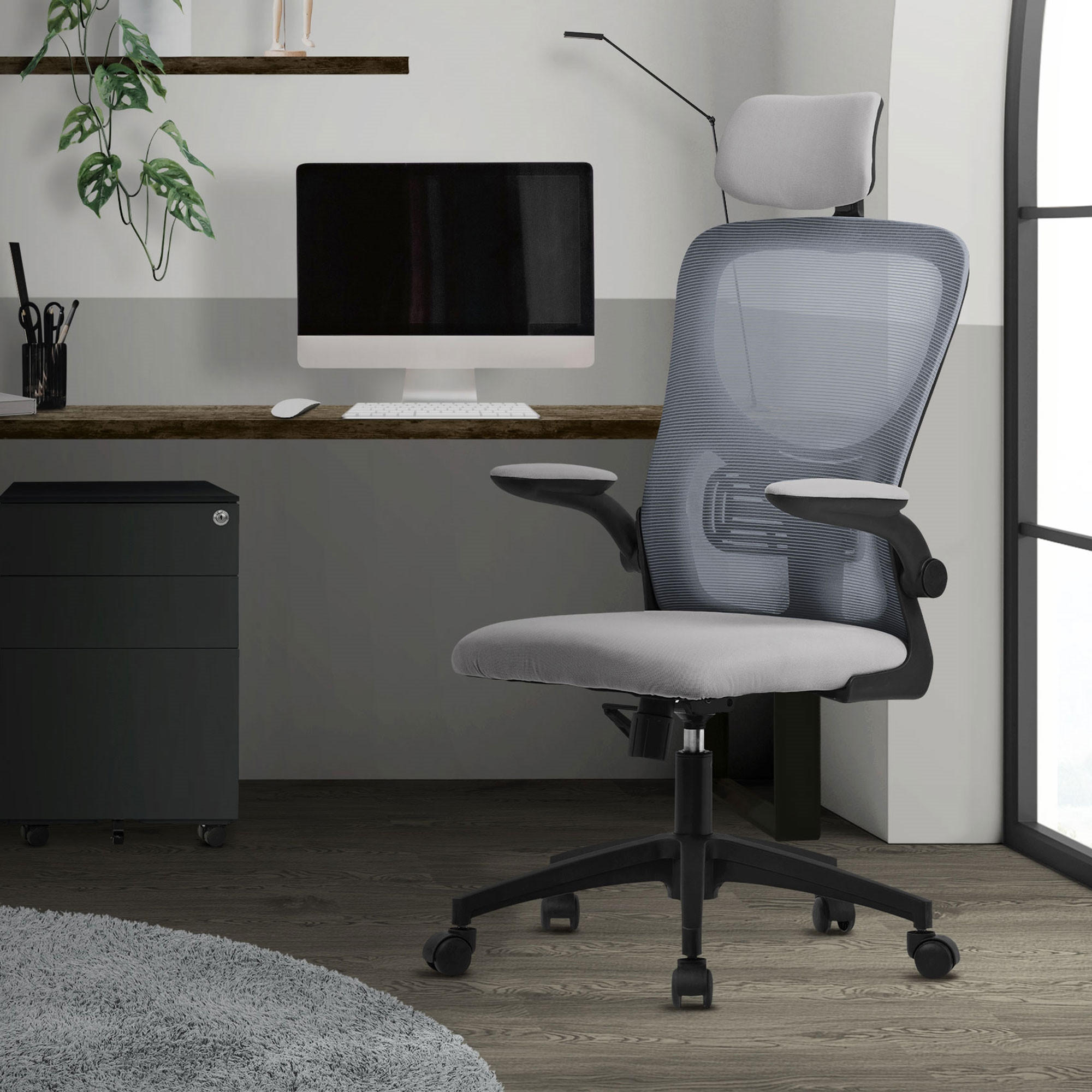 SCHREIBTISCHSTUHL Ergonomic grau - Grau, Kunststoff (60.5/121/60cm) - ML-DESIGN