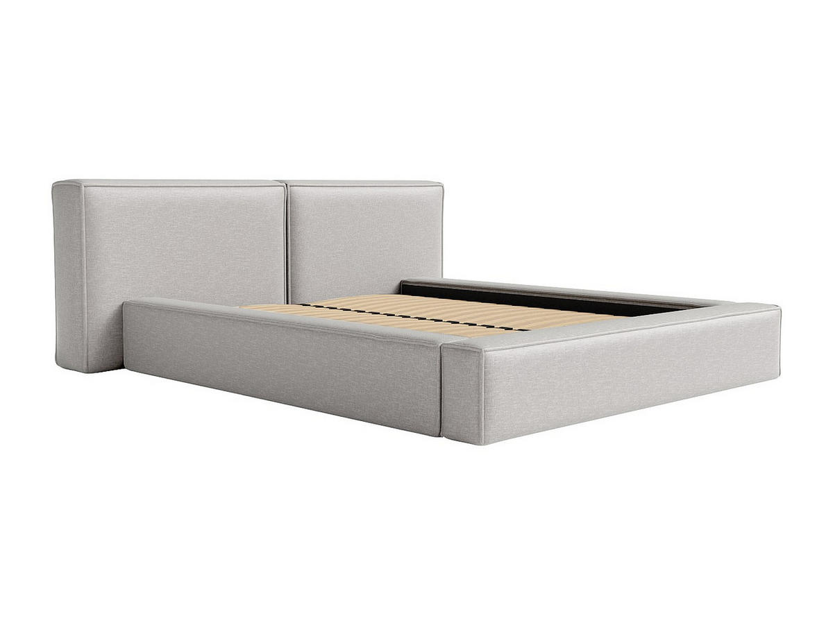 BETT mit Bettkasten - 2 Personen - Stoff - Hellgrau - - Hellgrau, Textil (140/190cm) - Vente-Unique