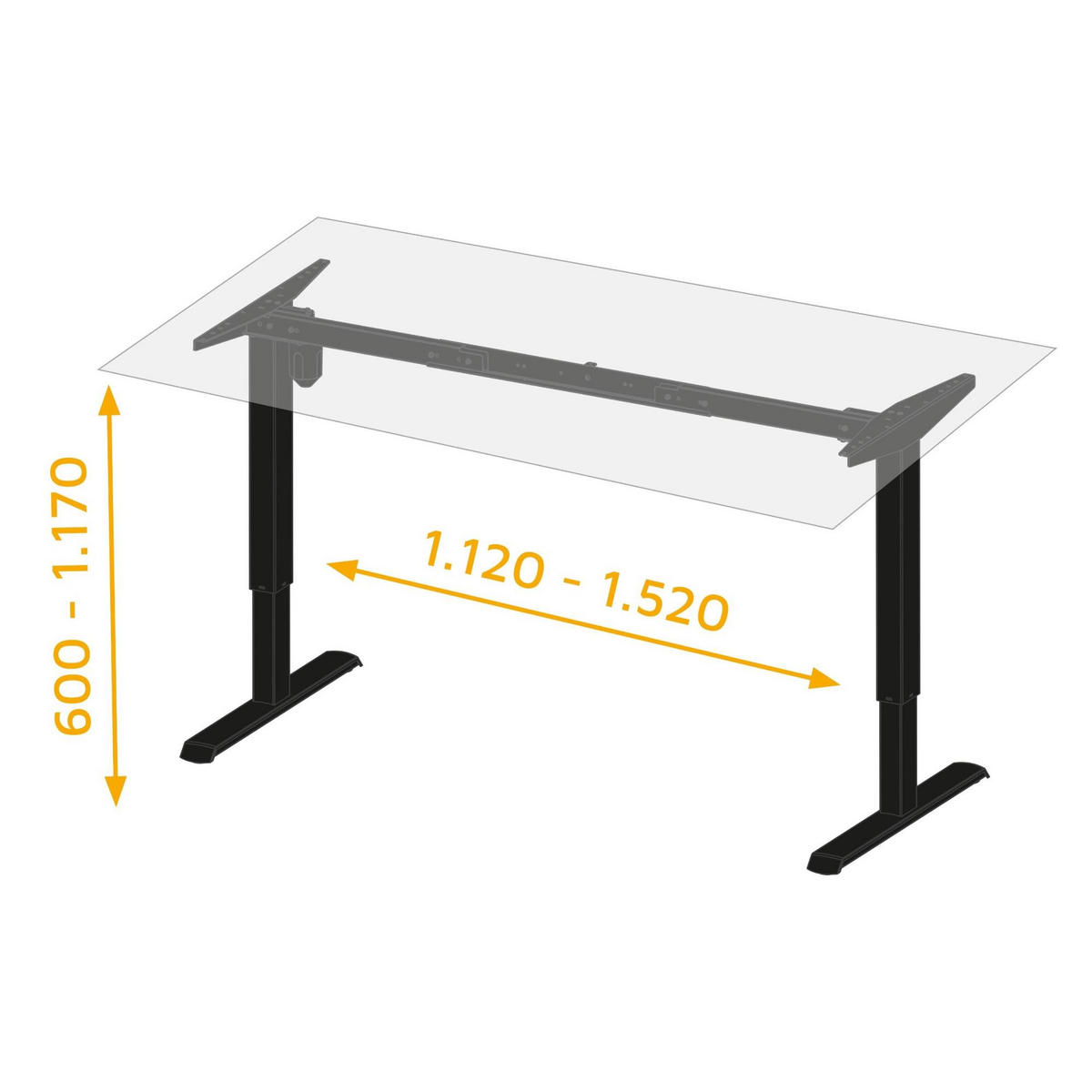 TISCHGESTELLT Motorisch höhenverstellbares Lift Table, Stahl, Weiß lackiert - Weiß, Metall (82/72/16cm) - EMUCA