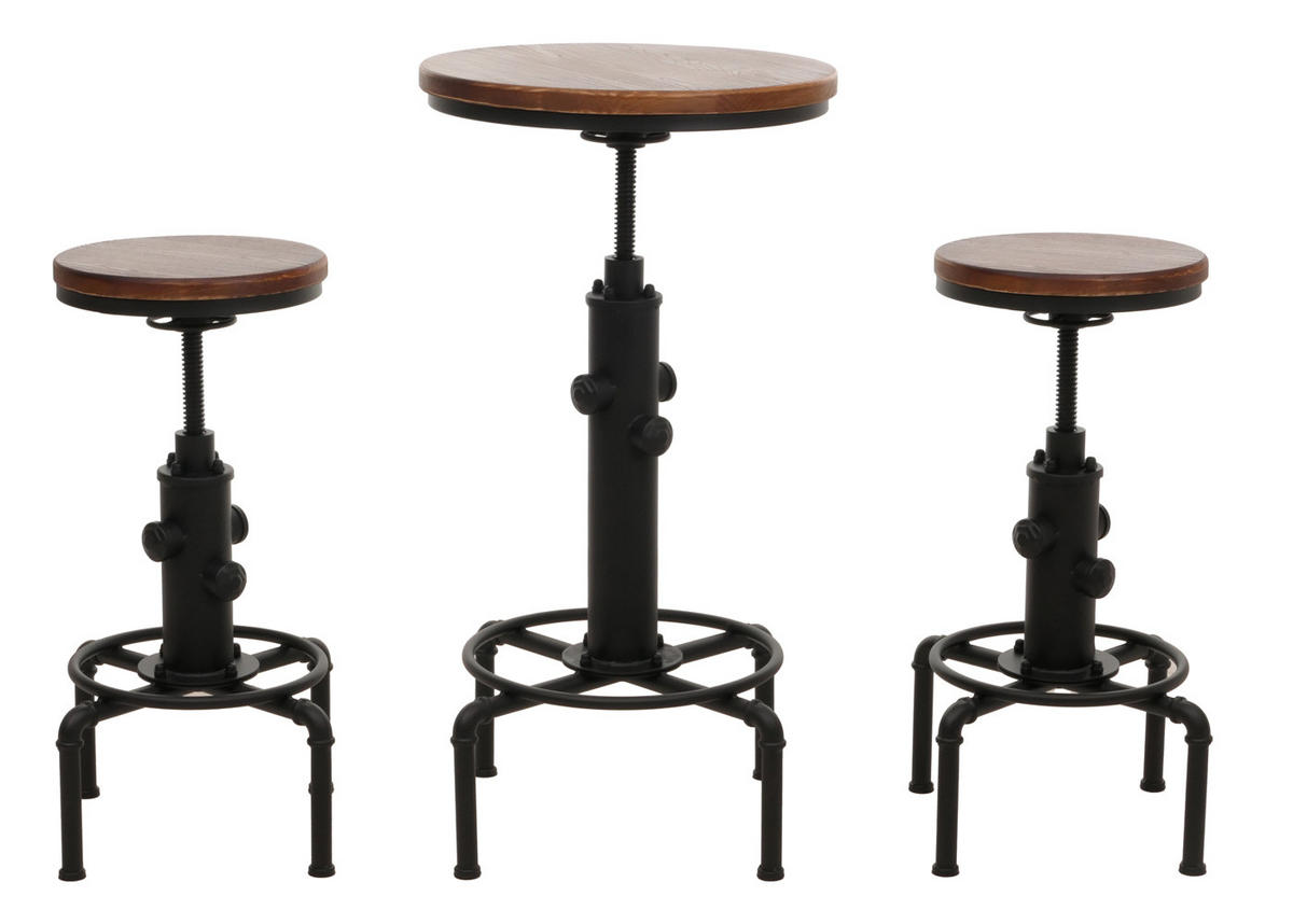 BARTISCH-SET rund Braun 3er-Set - Braun, Holz (40/104/40cm) - MCW