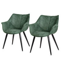 ARMLEHNENSTUHL - Metall - Dunkelgrün, Textil/Metall (70/81/64cm) - home24