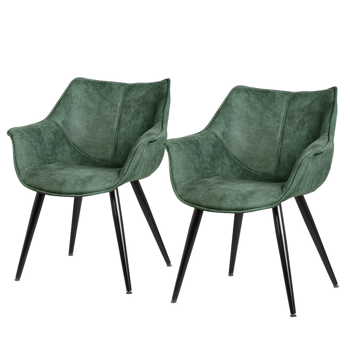 ARMLEHNENSTUHL - Metall - Dunkelgrün, Textil/Metall (70/81/64cm) - home24