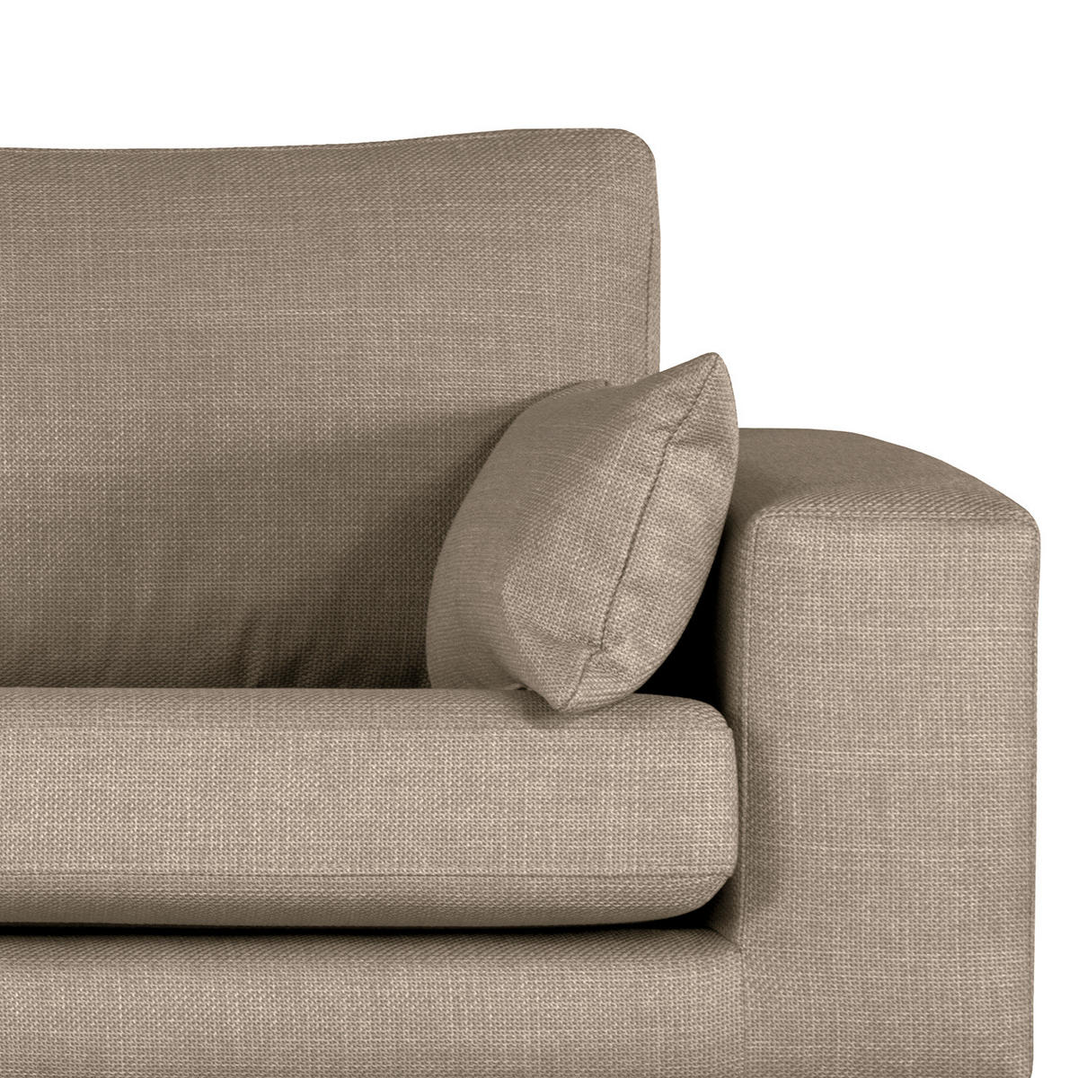 ECKSOFA mit Ottomane - Taupe/Buchefarben, Buchenholz/Textil (287/219cm) - home24