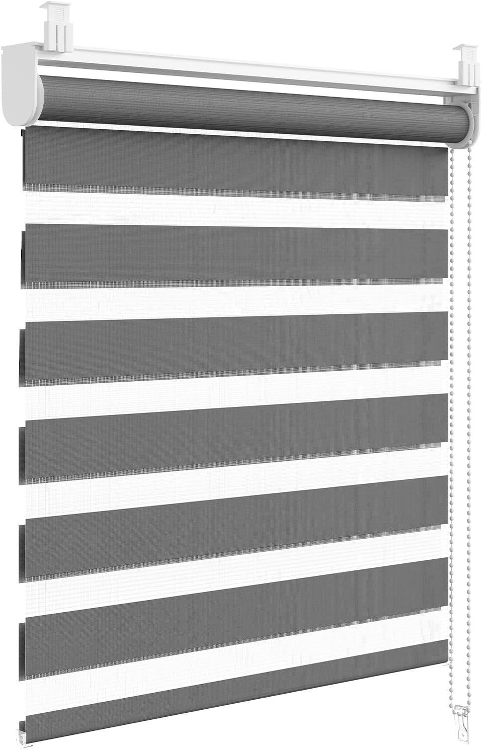Woltu Doppelrollo Dunkelgrau 105x130 cm