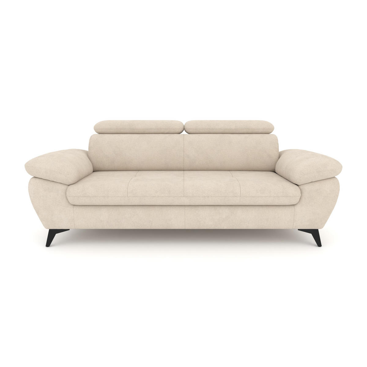 3-SITZER Karlstad Chenille Beige verstell. Kopfstützen B 215 cm - Sahara, Kunststoff/Textil (215/84/100cm) - foamnova