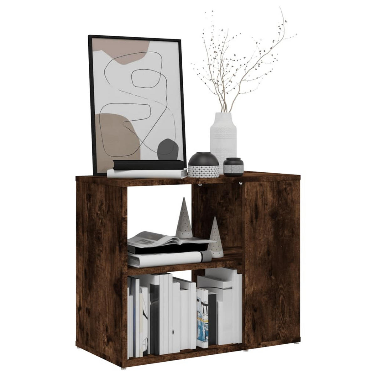 BEISTELLTISCH mit 2 Ebenen 60/30/50 cm aus Holzwerkstoff Räuchereiche Dekor - Dunkelbraun, Holz (30/60/50cm) - vidaXL