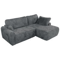 ECKSCHLAFSOFA CUBO L Dunkelgrau Cord - rechts - Dunkelgrau/Schwarz, Kunststoff/Textil (187/273cm) - MKS