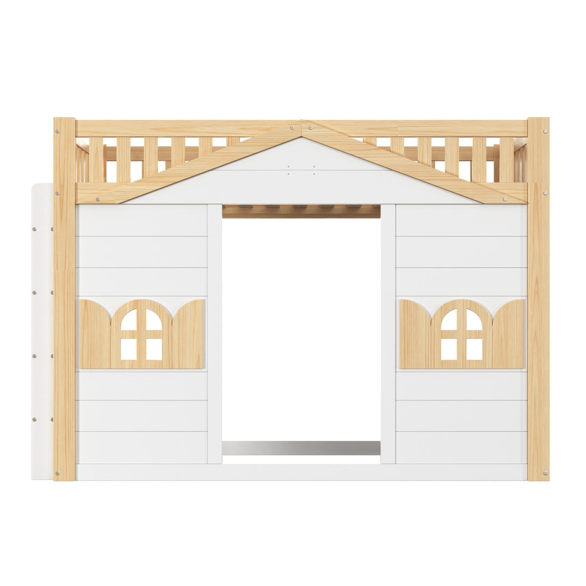 ETAGENBETT Hausbett 90x200cm Holz Kinderbett Weiß Natur - Weiß, Holz - FLIEKS