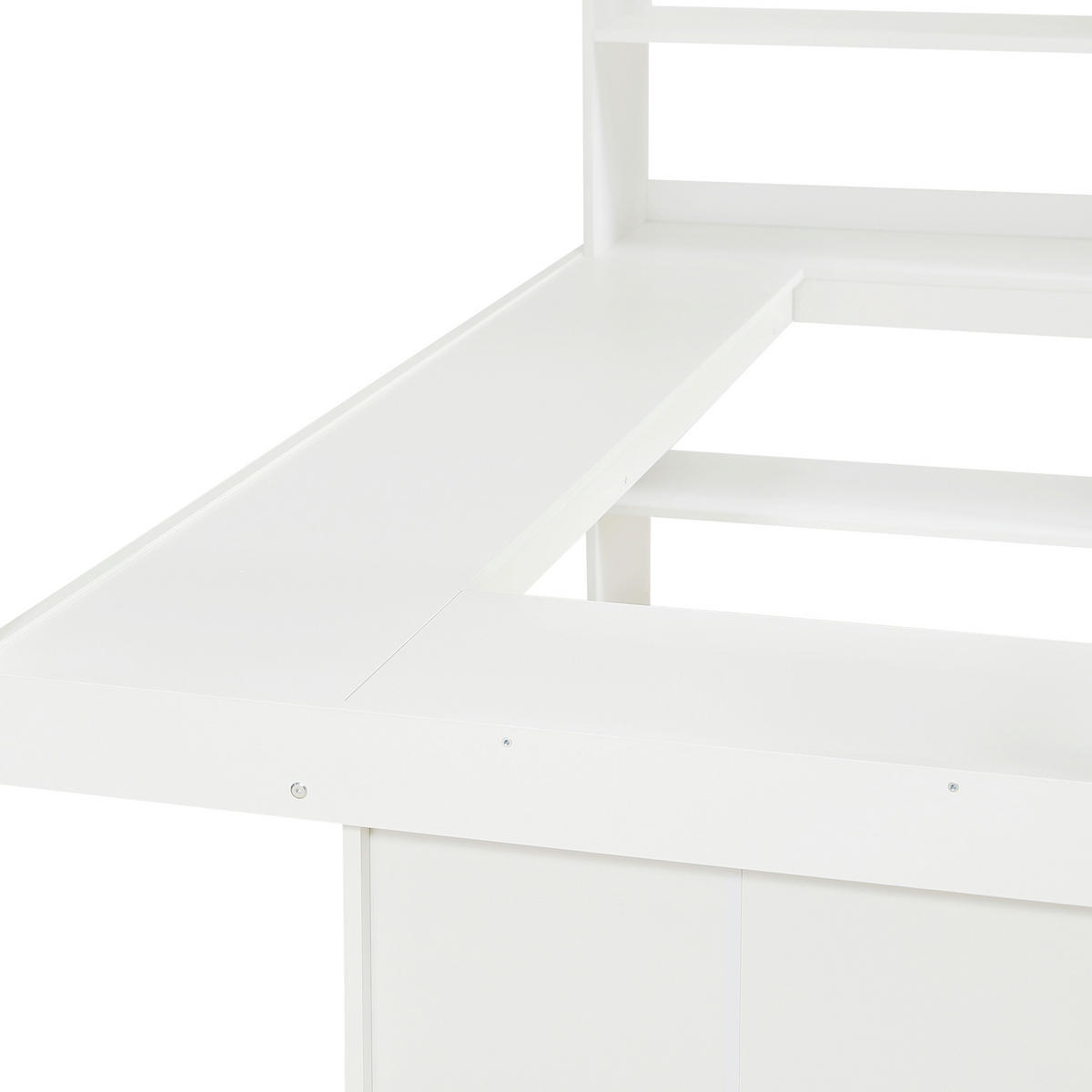 HOCHBETT 90/200 cm DE-02306, in Weiß, mit Ablageregal, Filztuch und Schrägleiter - Weiß, Holz/Holzwerkstoff (90/200cm) - ComfortXL