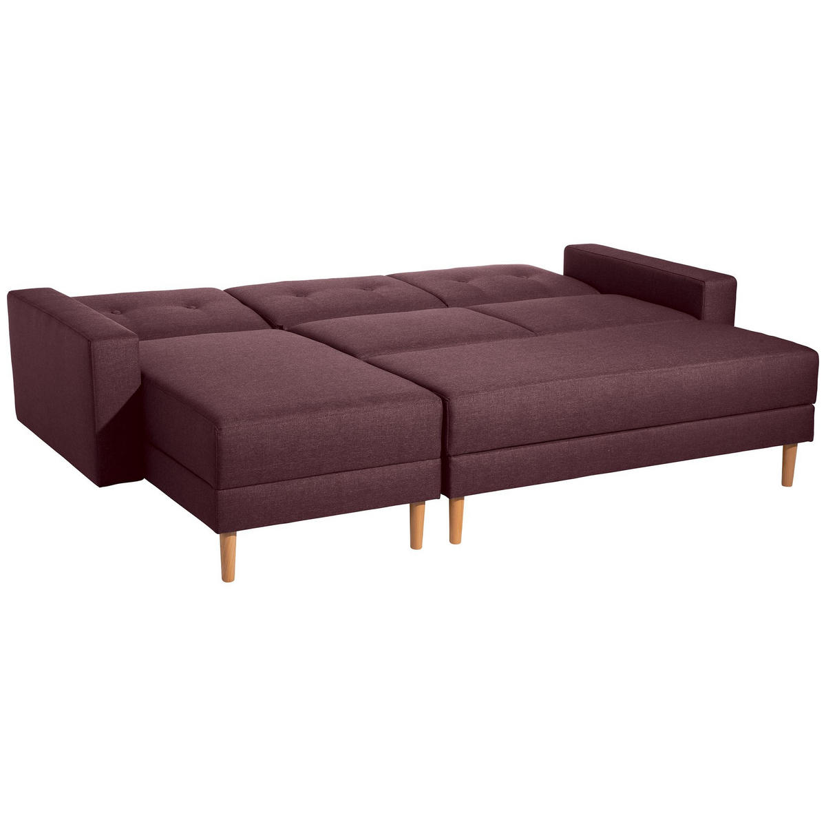 FUNKTIONSSOFA mit Hocker Kattie Flachgewebe burgund - Bordeaux, Kunststoff (144/230cm) - 58aufmkessel