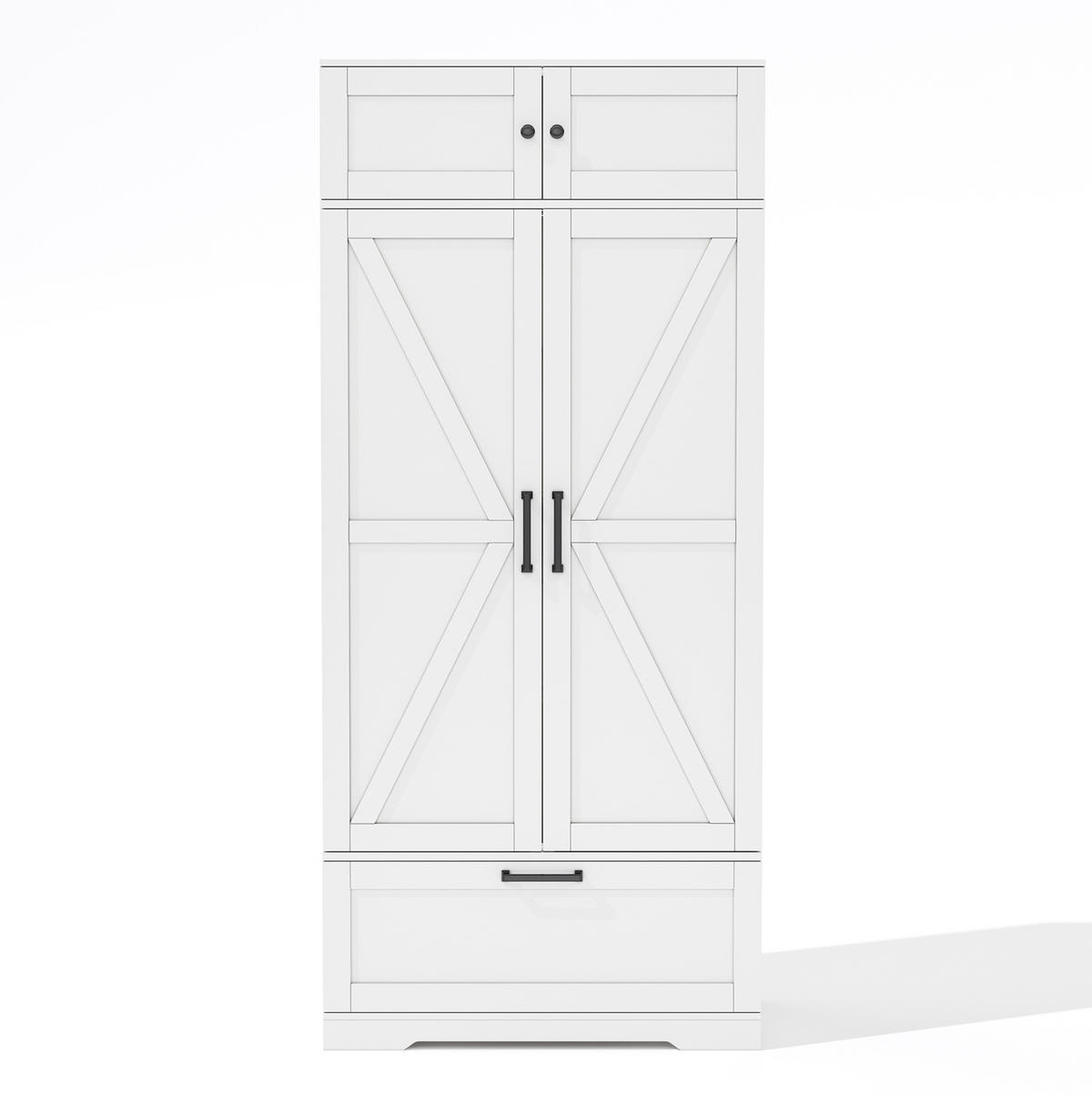 BUFFET 80/40/180 cm weiß aus MDF mit Weinregal - Weiß, Holzwerkstoff (80/180/40cm) - OKWISH