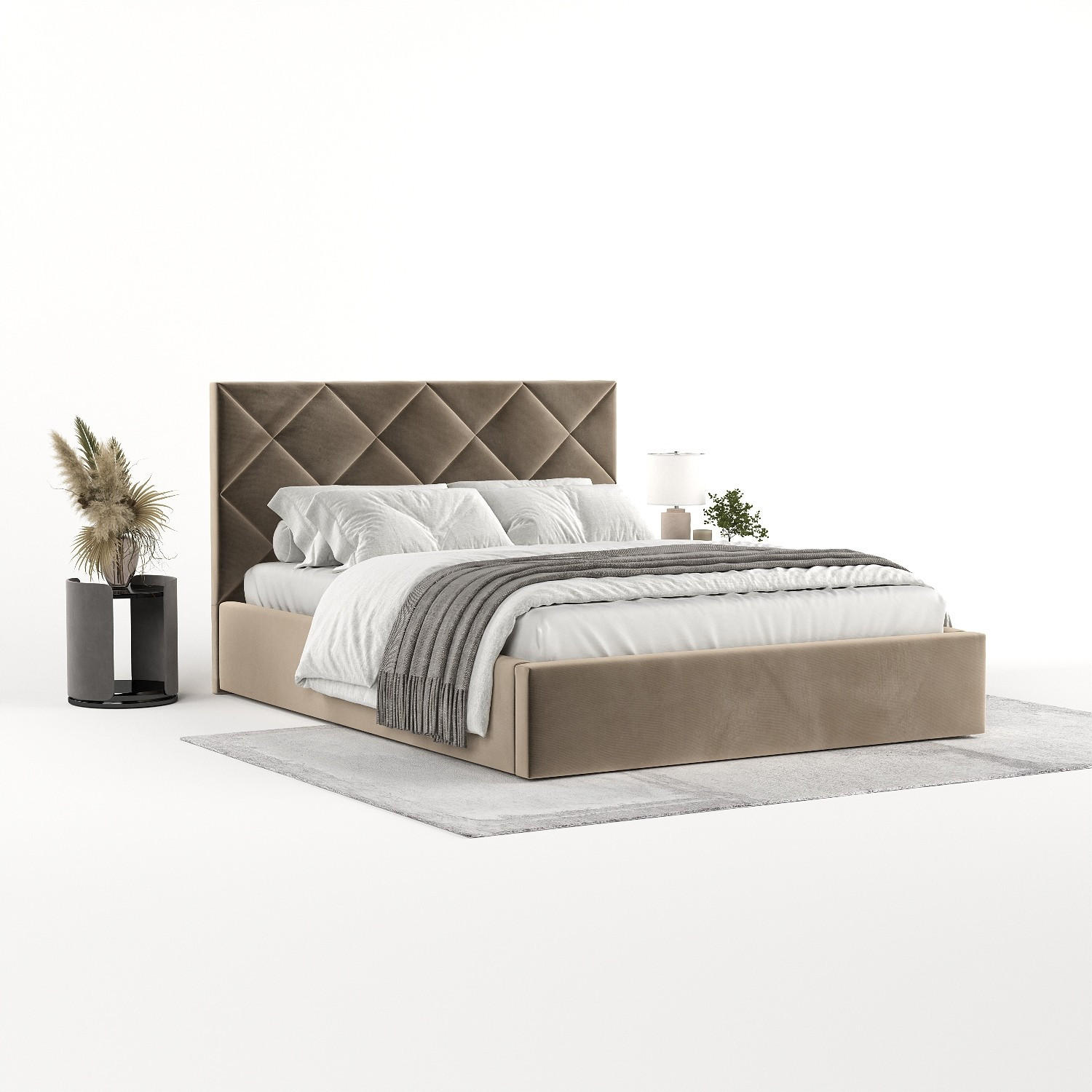 POLSTERBETT Torno 160/200 cm Taupe im Paros Stoff - Taupe/Schwarz, Holz/Holzwerkstoff (160/200cm) - AltaBeds