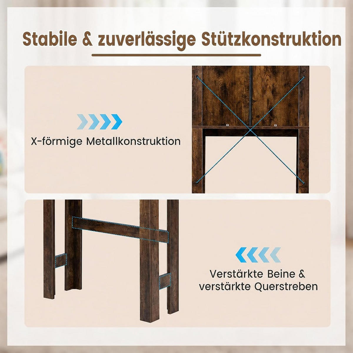 TOILETTENSCHRANK mit Schiebetür braun - Braun, Holzwerkstoff (67/169/25cm) - COSTWAY