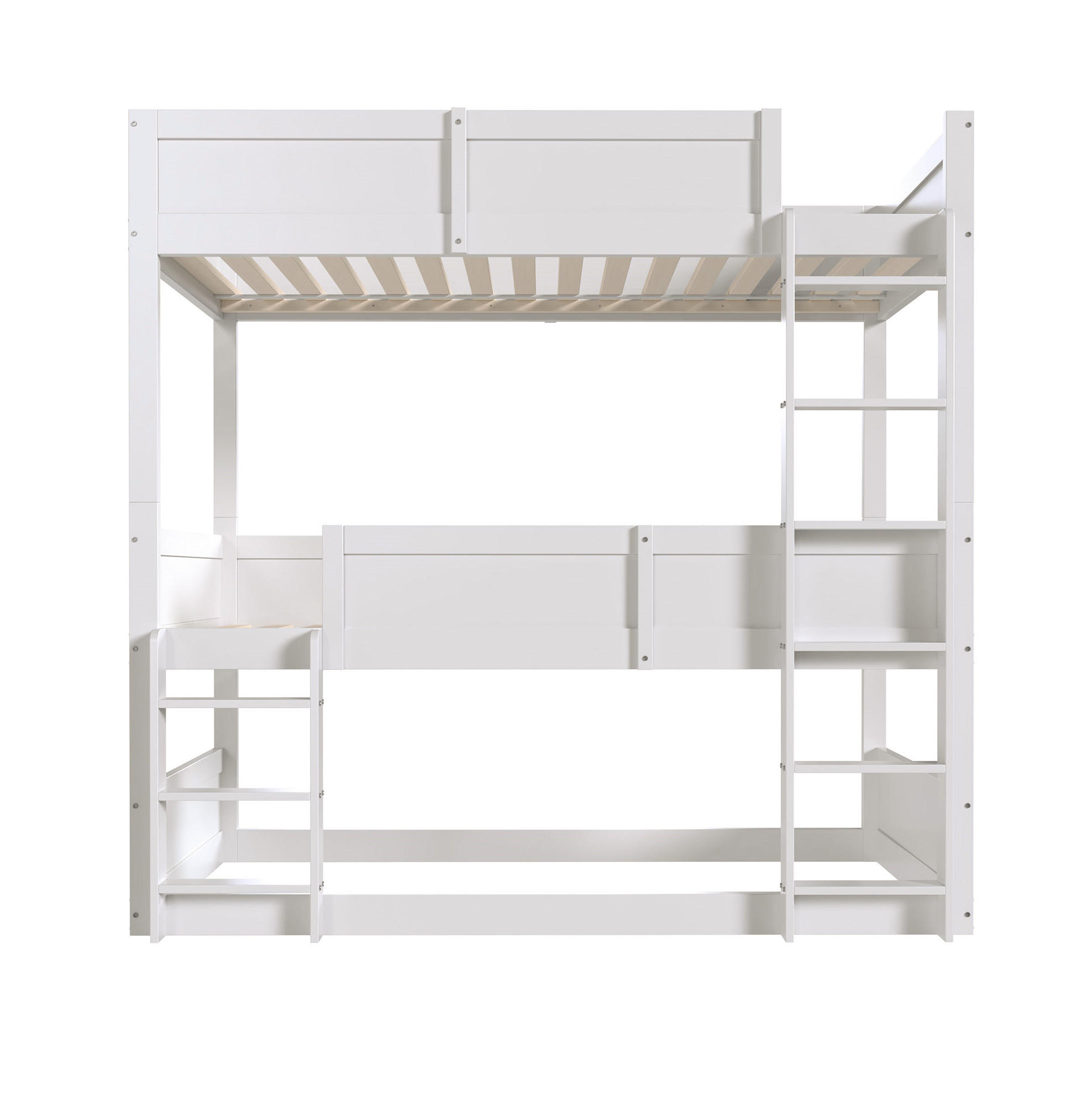 ETAGENBETT 90/200 cm Weiß aus Holz, modular und platzsparend - Weiß, Holzwerkstoff (90/200cm) - Flora Grace
