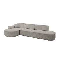 ECKSOFA Ottomane Links MARI-L2-v3 - 328x171x83 cm Hellbraun Velours - Hellbraun/Schwarz, Holzwerkstoff/Kunststoff (328/171cm) - ALTDECOR