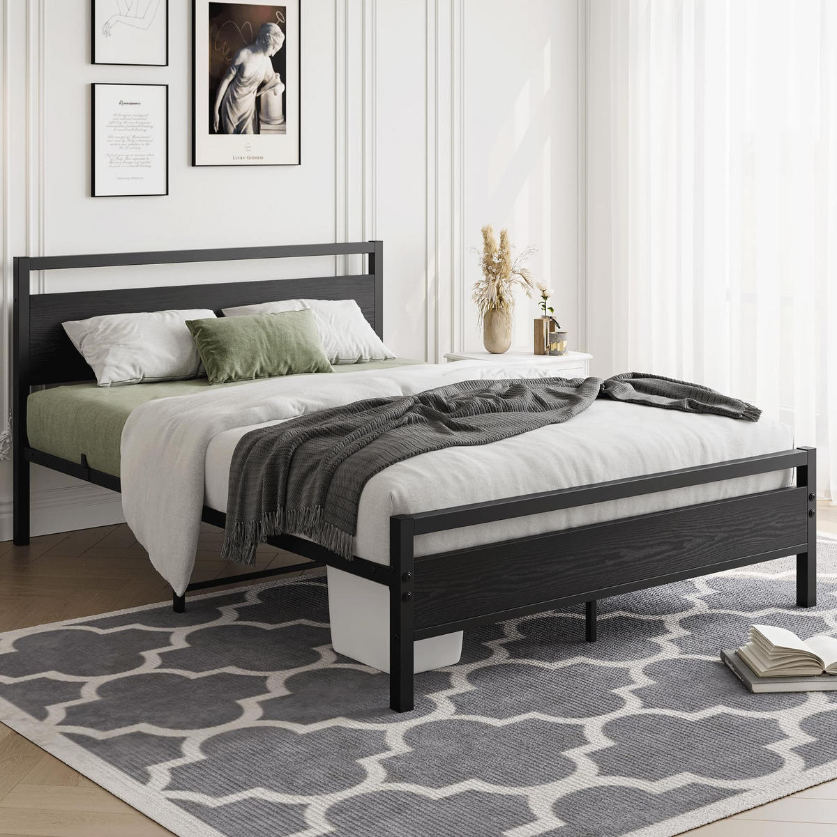 METALLBETT 120/200 cm DE-33024 mit Lattenrost und Stauraum Schwarz - Schwarz, Metall (120/200cm) - ComfortXL
