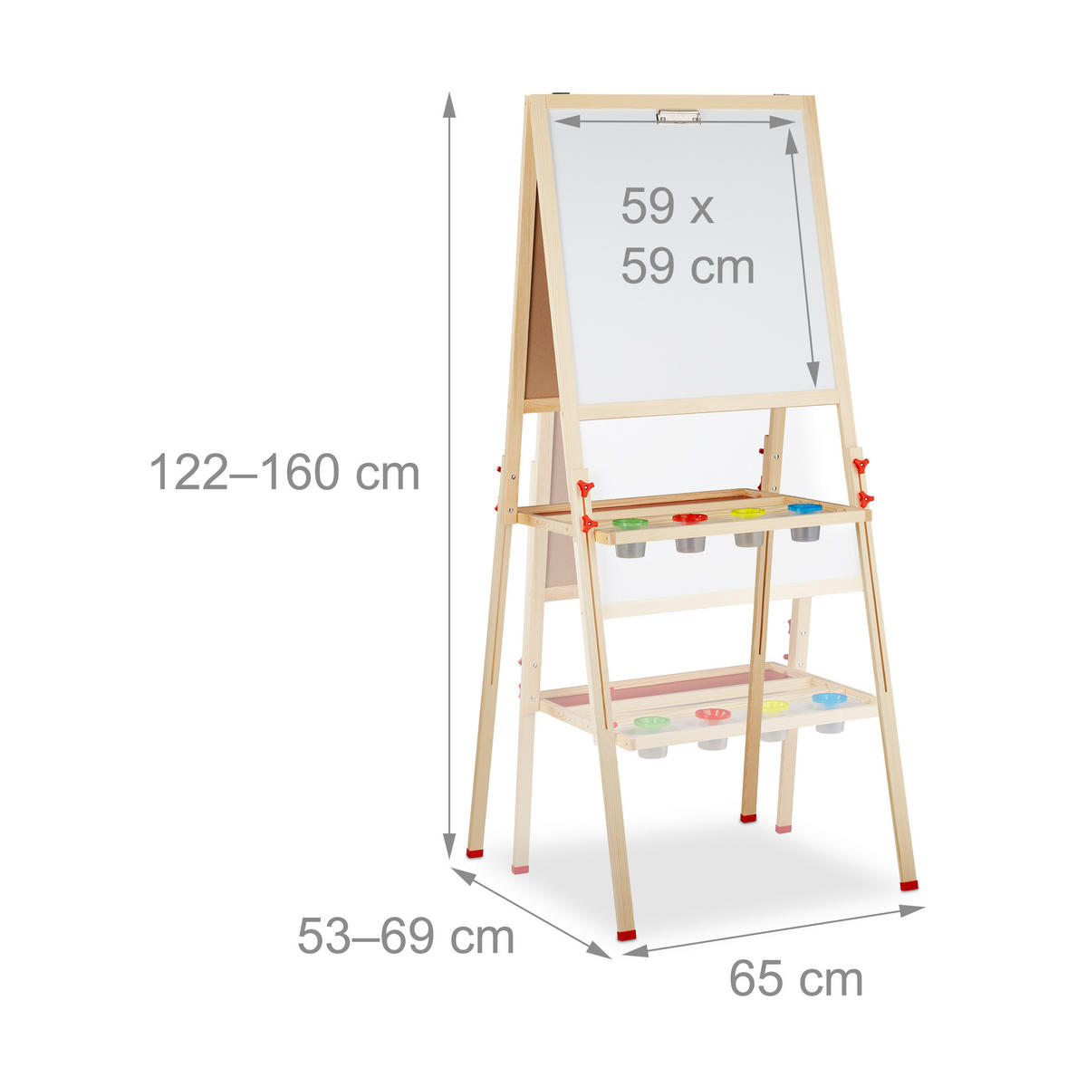 RITTAVLA natur vit grön trä magnetisk höjdjusterbar - Multicolor, Trä/Träbaserade material (65/160/69cm) - Relaxdays