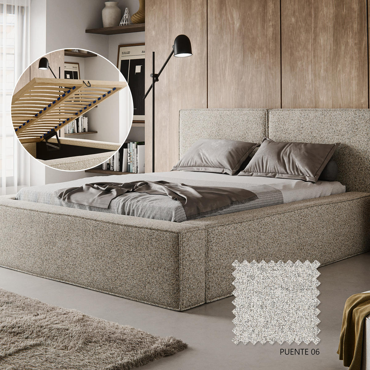 POLSTERBETT LESTI 180x200 cm, Beige - Beige, Textil (200/180cm) - Fedve
