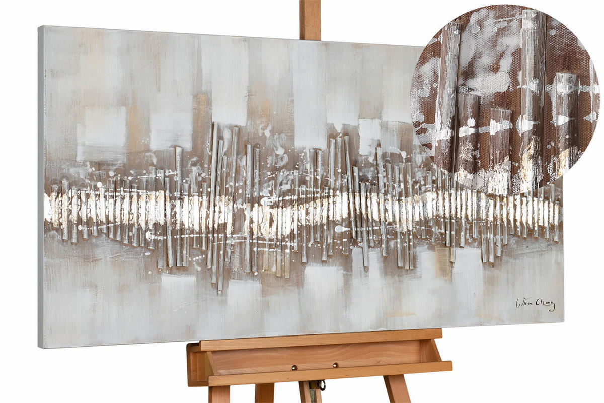 ACRYLBILD HANDGEMALT 120/60 cm - Beige/Grau, Holz/Textil (120/60cm) - KUNSTLOFT
