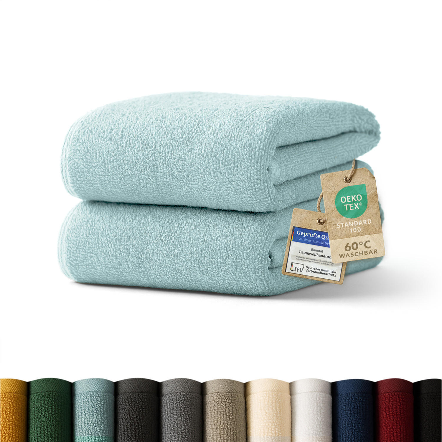 HANDTUCH 2er-Set, 2x Handtuch 50/100 cm, Hellblau - Hellblau, Textil (50/100cm) - Blumtal