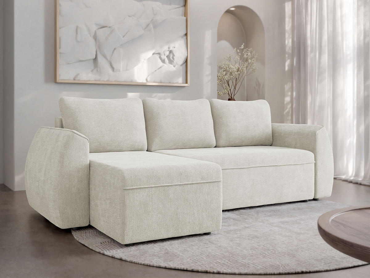 ECKSCHLAFSOFA Darlan - Creme/Schwarz, Holz/Kunststoff (245/143cm) - MIRJAN24