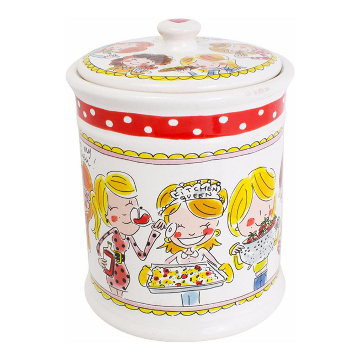VORRATSDOSE Roter Rand in Bunt - 22,5cm - Multicolor, Keramik (16/22/16cm) - Blond Amsterdam