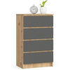 KOMMODE Eiche Artisan, Grau 60x40x99 cm - Eiche Artisan/Grau, Holzwerkstoff (60/99/40cm) - Akord
