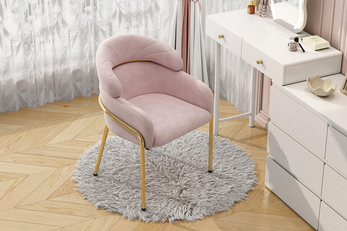 ESSZIMMERSTUHL Samt Rosa Metallbeine - Pink, Textil (54.5/79/56.9cm) - FLIEKS