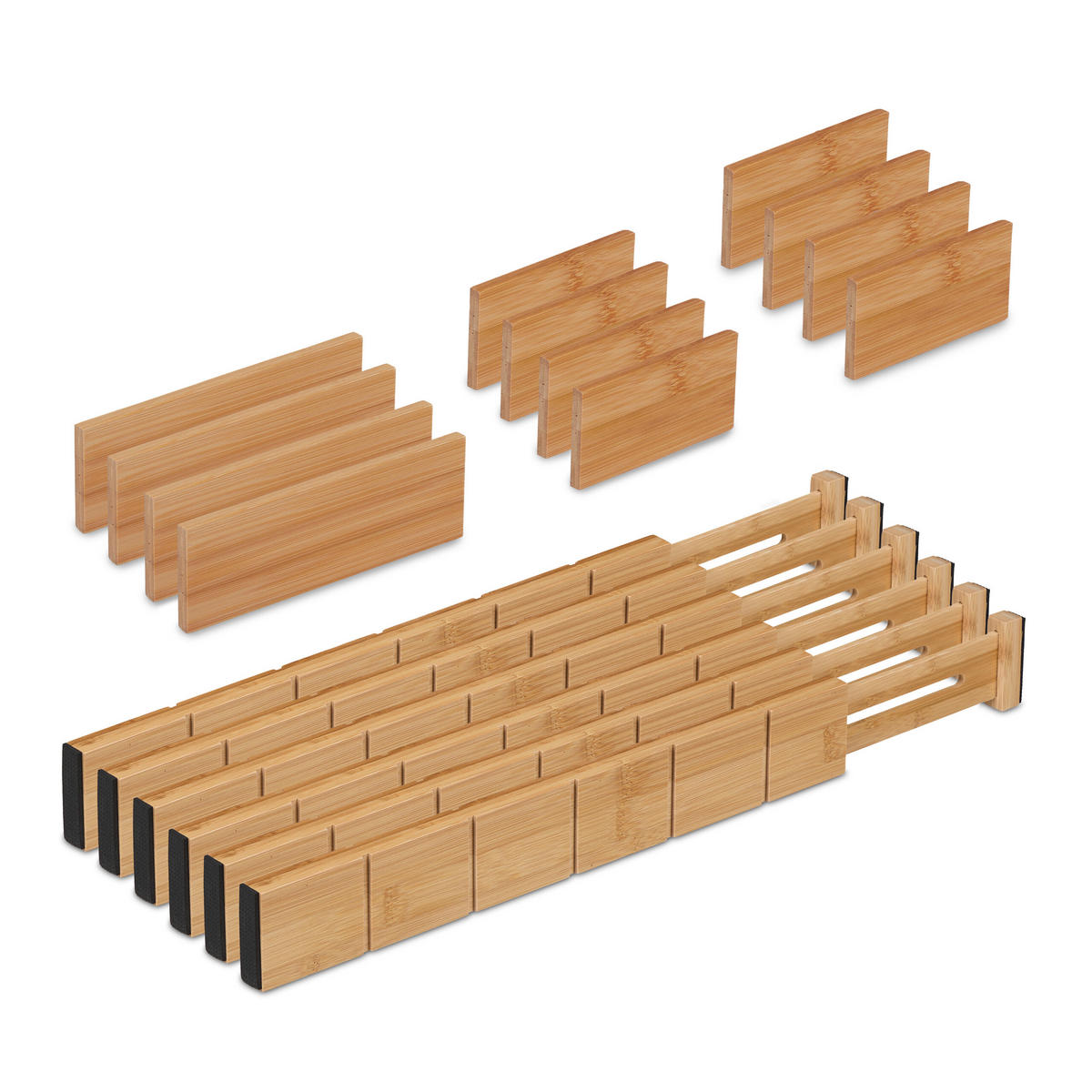 18-tlg.SCHUBLADENTRENNER-SET - Hellbraun, Holz (57/6/1.5cm) - Relaxdays