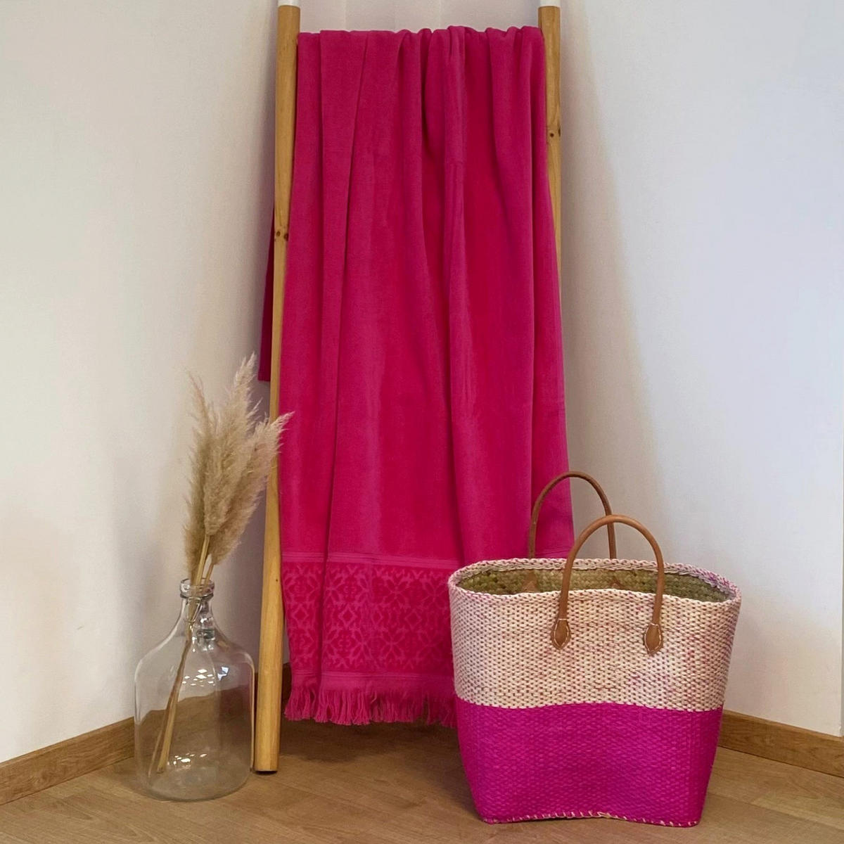 BADETUCH Velours uni Romance Fuchsia 90x170 460g/m² - Pink, Textil (90/170cm) - LE COMPTOIR DE LA PLAGE
