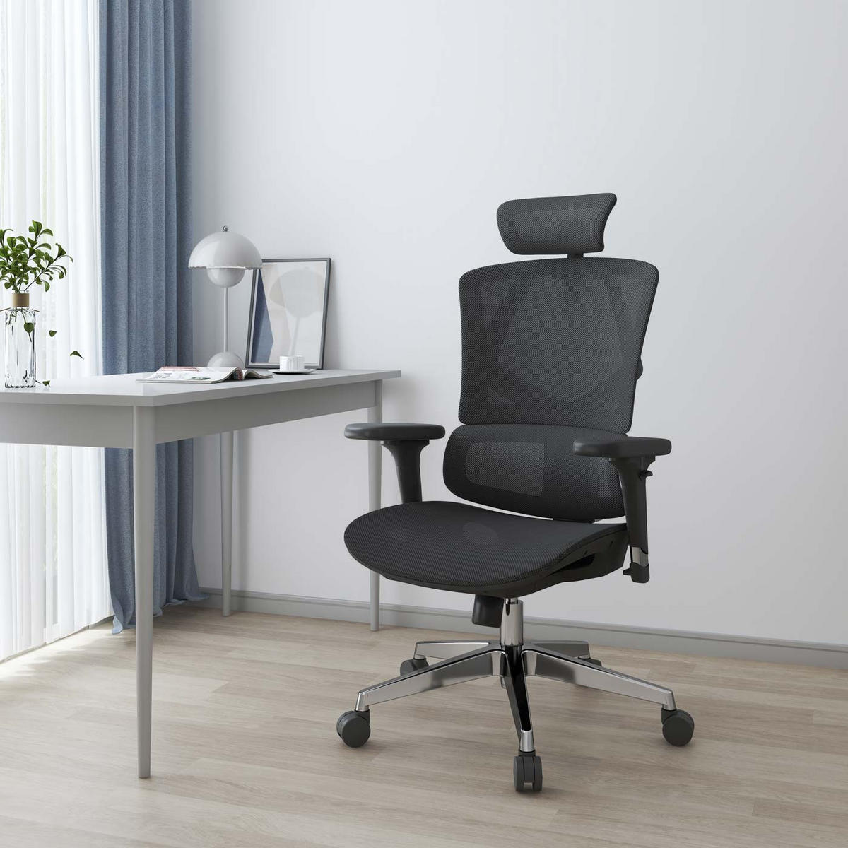 BÜROSTUHL MESH Schwarz - Schwarz, Textil (66/136/95cm) - SIHOO